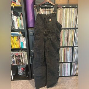 Women’s Insulated Carhartt Bib Overalls Black Sz L / 12-14 Relaxed Fit